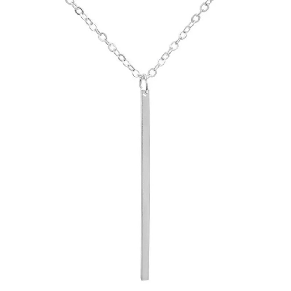 NEW!๐๐SILVERY! LONG BAR NECKLACE!๐๐MINIMALIST! - Picture 2 of 8